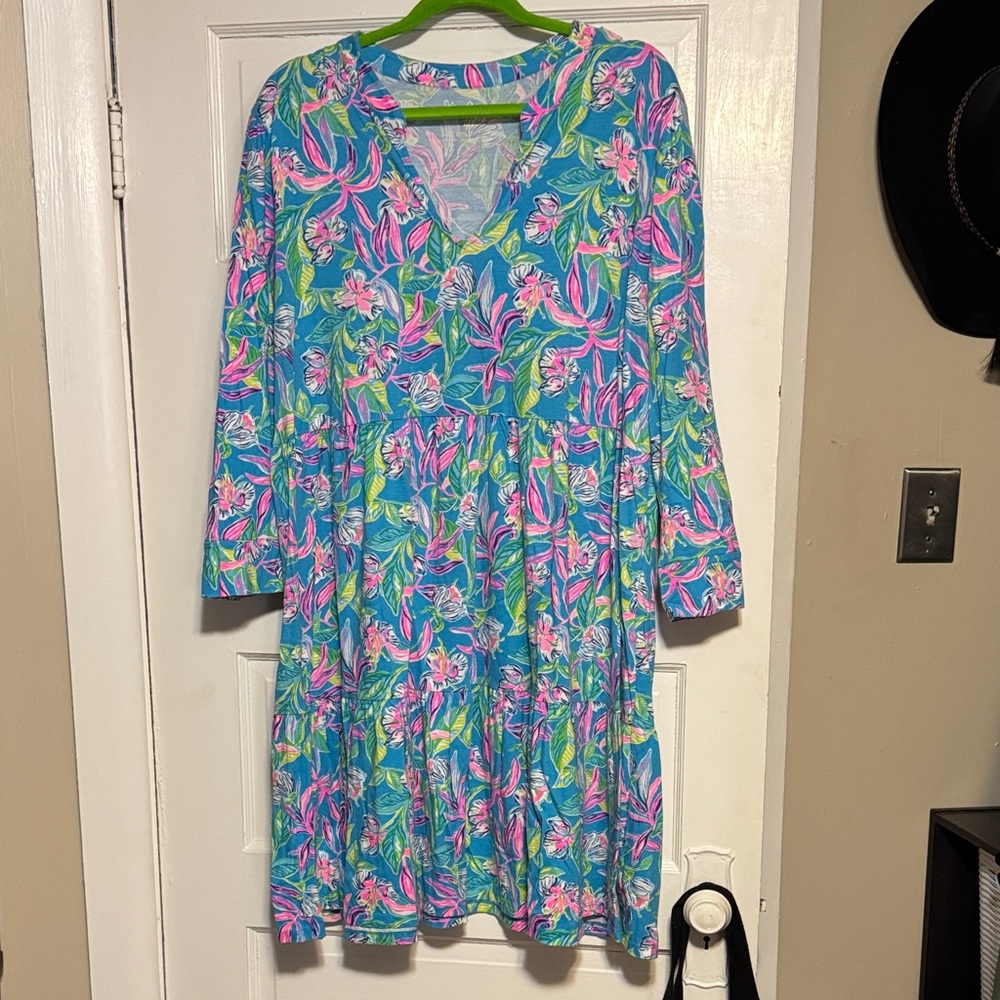 Lilly Pulitzer Blue and Pink Floral Dress